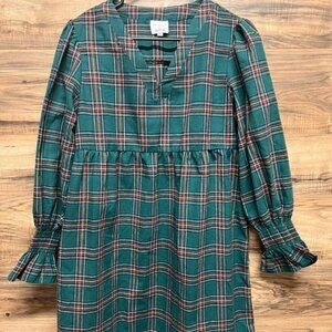 The Smocking Place small plaid green dress